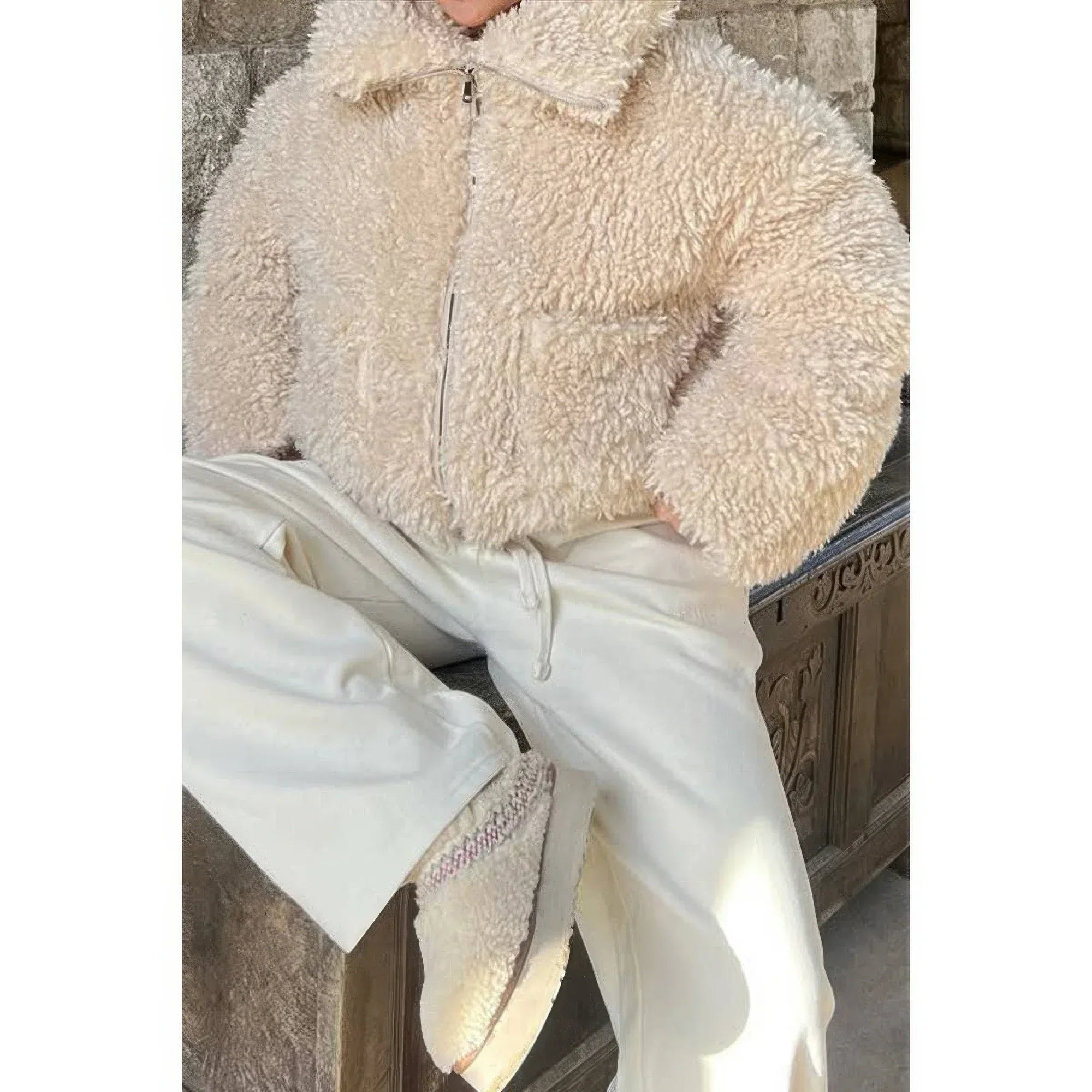 Solid Fleece Cropped Cozy Fuzzy Fur Jacket | Mixtshop LLC