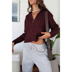 Solid Cable Knit Drop Shoulder Zipper Cardigan | Mixtshop LLC