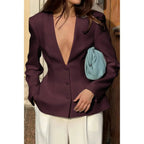 Solid Long Sleeve V Neck Button Fit Blazer | Mixtshop LLC