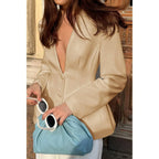 Solid Long Sleeve V Neck Button Fit Blazer | Mixtshop LLC