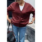 Knit Solid V Neck Button Pockets Sweater | Mixtshop LLC