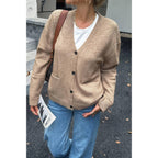 Knit Solid V Neck Button Pockets Sweater | Mixtshop LLC