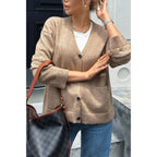 Knit Solid V Neck Button Pockets Sweater | Mixtshop LLC