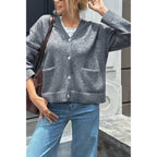 Knit Solid V Neck Button Pockets Sweater | Mixtshop LLC