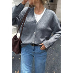 Knit Solid V Neck Button Pockets Sweater | Mixtshop LLC