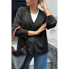 Knit Solid V Neck Button Pockets Sweater | Mixtshop LLC