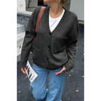 Knit Solid V Neck Button Pockets Sweater | Mixtshop LLC