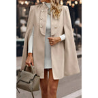 Solid Cloak Sleeve Double Breasted Cape Coat | Mixtshop LLC