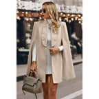 Solid Cloak Sleeve Double Breasted Cape Coat | Mixtshop LLC