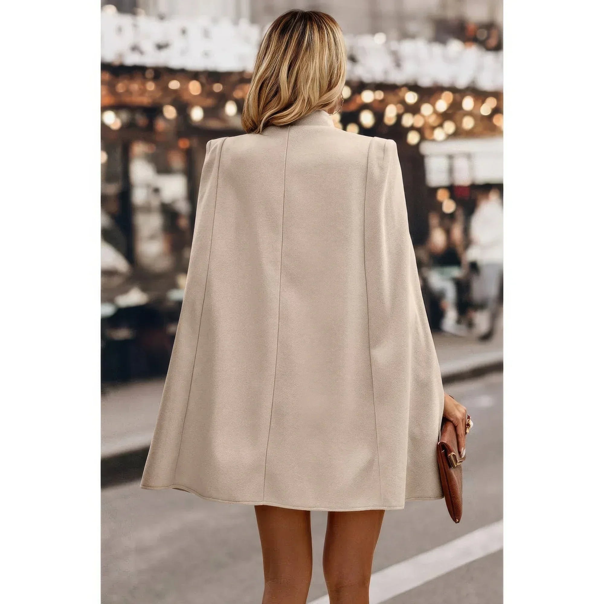 Solid Cloak Sleeve Double Breasted Cape Coat | Mixtshop LLC