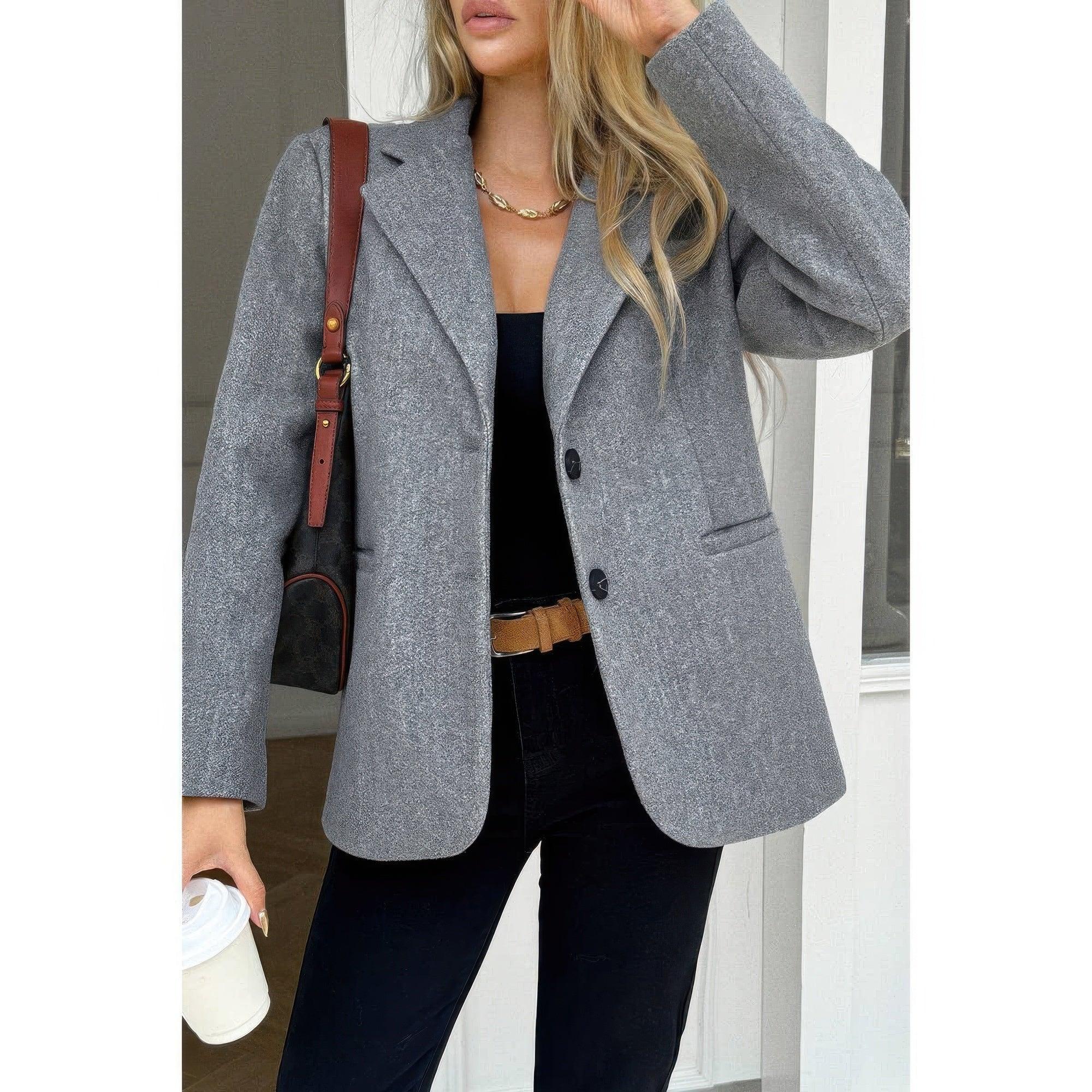 Solid Notch Lapel Single Breasted Blazer | Mixtshop LLC