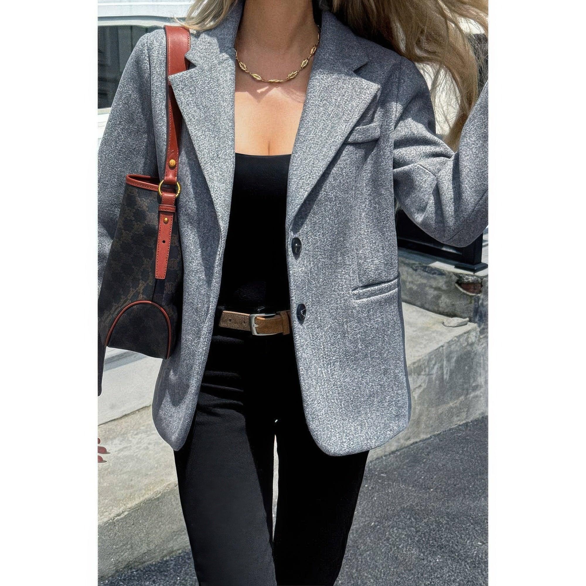 Solid Notch Lapel Single Breasted Blazer | Mixtshop LLC