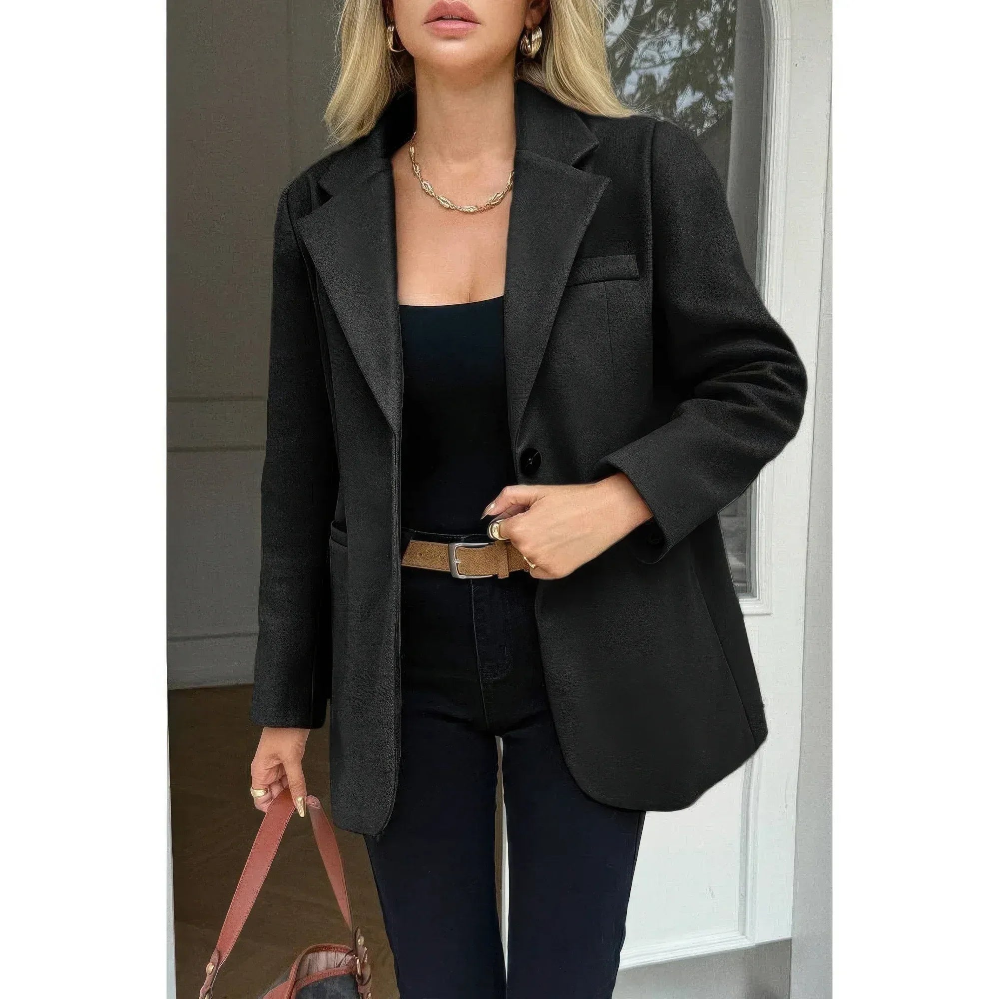 Solid Notch Lapel Single Breasted Blazer | Mixtshop LLC