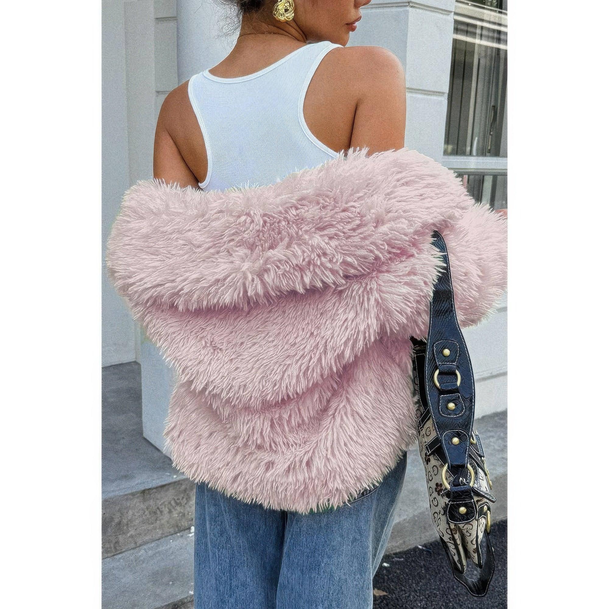 Solid Long Sleeves Elegant Faux Fur Jacket | Mixtshop LLC