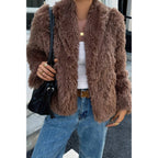 Solid Long Sleeves Elegant Faux Fur Jacket | Mixtshop LLC
