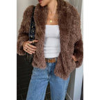 Solid Long Sleeves Elegant Faux Fur Jacket | Mixtshop LLC