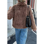 Solid Long Sleeves Elegant Faux Fur Jacket | Mixtshop LLC