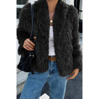 Solid Long Sleeves Elegant Faux Fur Jacket | Mixtshop LLC