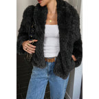 Solid Long Sleeves Elegant Faux Fur Jacket | Mixtshop LLC