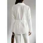 Solid Crossed Button Long Sleeve Blouse | Mixtshop LLC