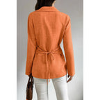 Solid Crossed Button Long Sleeve Blouse | Mixtshop LLC