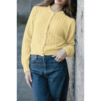 Solid Round Neck Knit Button Cable Sweater | Mixtshop LLC