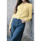 Solid Round Neck Knit Button Cable Sweater | Mixtshop LLC