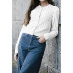 Solid Round Neck Knit Button Cable Sweater | Mixtshop LLC