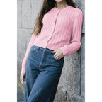 Solid Round Neck Knit Button Cable Sweater | Mixtshop LLC
