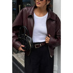Solid Long Sleeve Short Lapel Zipper Jacket | Mixtshop LLC
