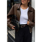 Solid Long Sleeve Short Lapel Zipper Jacket | Mixtshop LLC