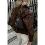 Solid Long Sleeve Short Lapel Zipper Jacket | Mixtshop LLC