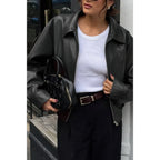 Solid Long Sleeve Short Lapel Zipper Jacket | Mixtshop LLC