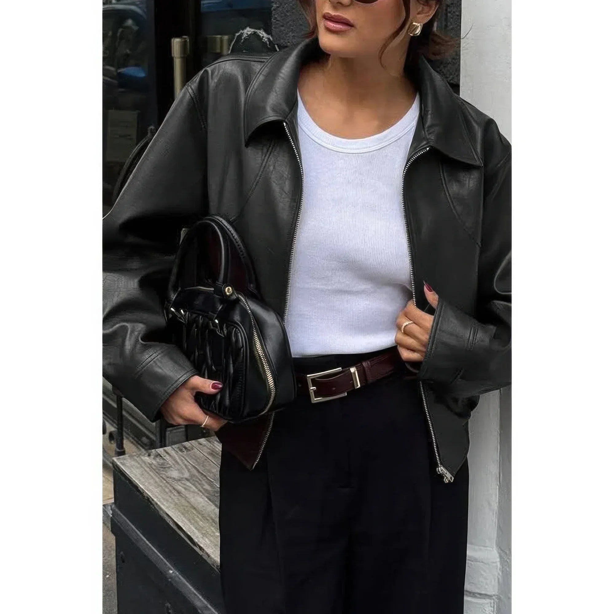 Solid Long Sleeve Short Lapel Zipper Jacket | Mixtshop LLC