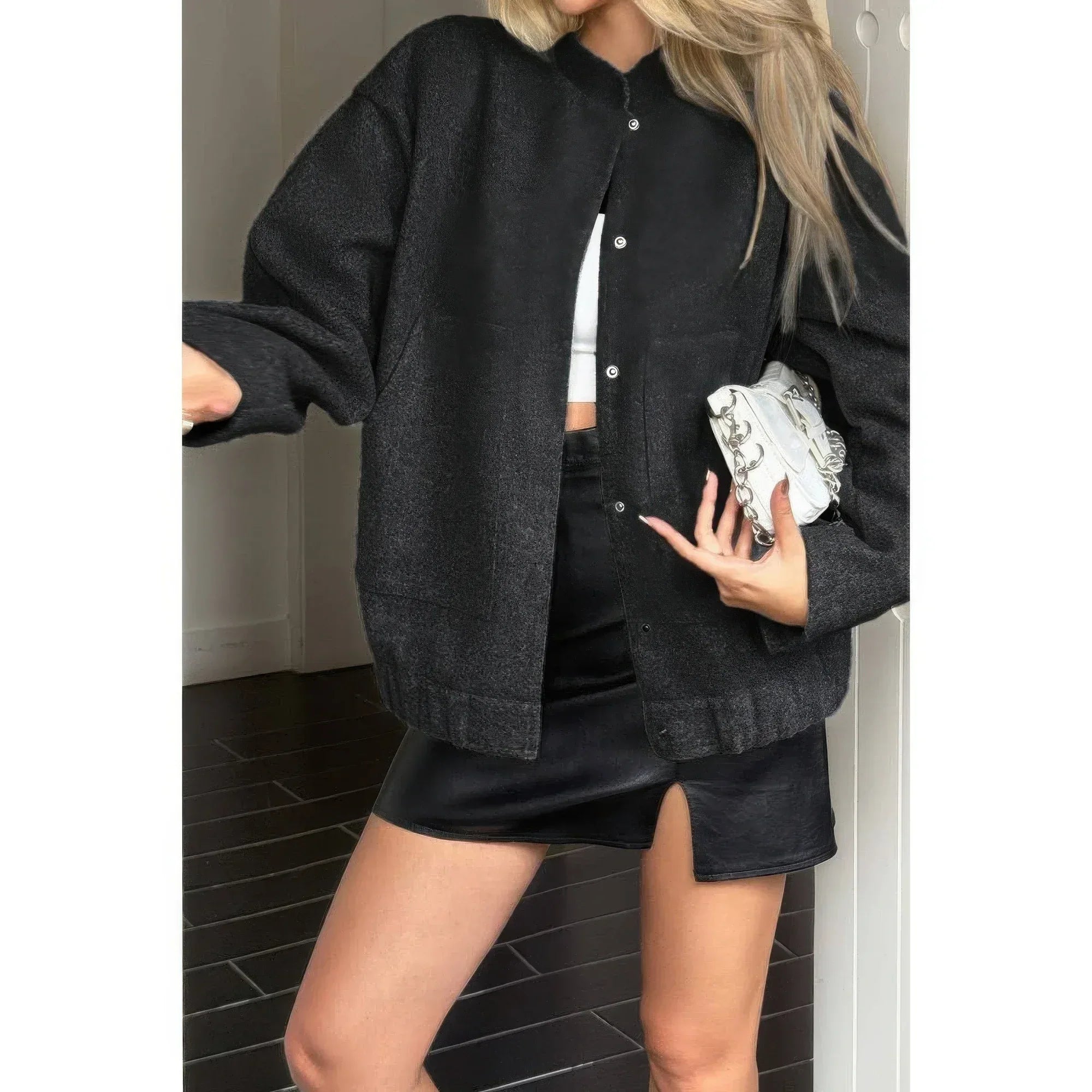 Solid Pockets Brushed Bomber Jacket | Mixtshop LLC