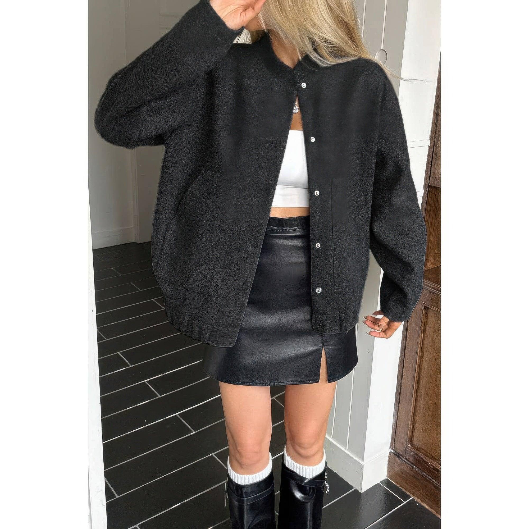 Solid Pockets Brushed Bomber Jacket | Mixtshop LLC