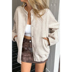 Solid Pockets Brushed Bomber Jacket | Mixtshop LLC
