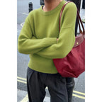 Solid Knit O Neck Long Sleeves Pullover Sweater | Mixtshop LLC