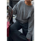 Solid Knit O Neck Long Sleeves Pullover Sweater | Mixtshop LLC