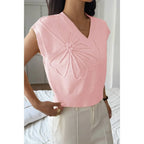 Solid V Neck Sleeveless Knit Loose Vest | Mixtshop LLC
