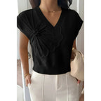 Solid V Neck Sleeveless Knit Loose Vest | Mixtshop LLC