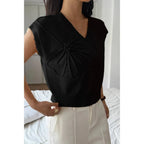 Solid V Neck Sleeveless Knit Loose Vest | Mixtshop LLC