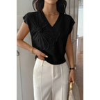 Solid V Neck Sleeveless Knit Loose Vest | Mixtshop LLC