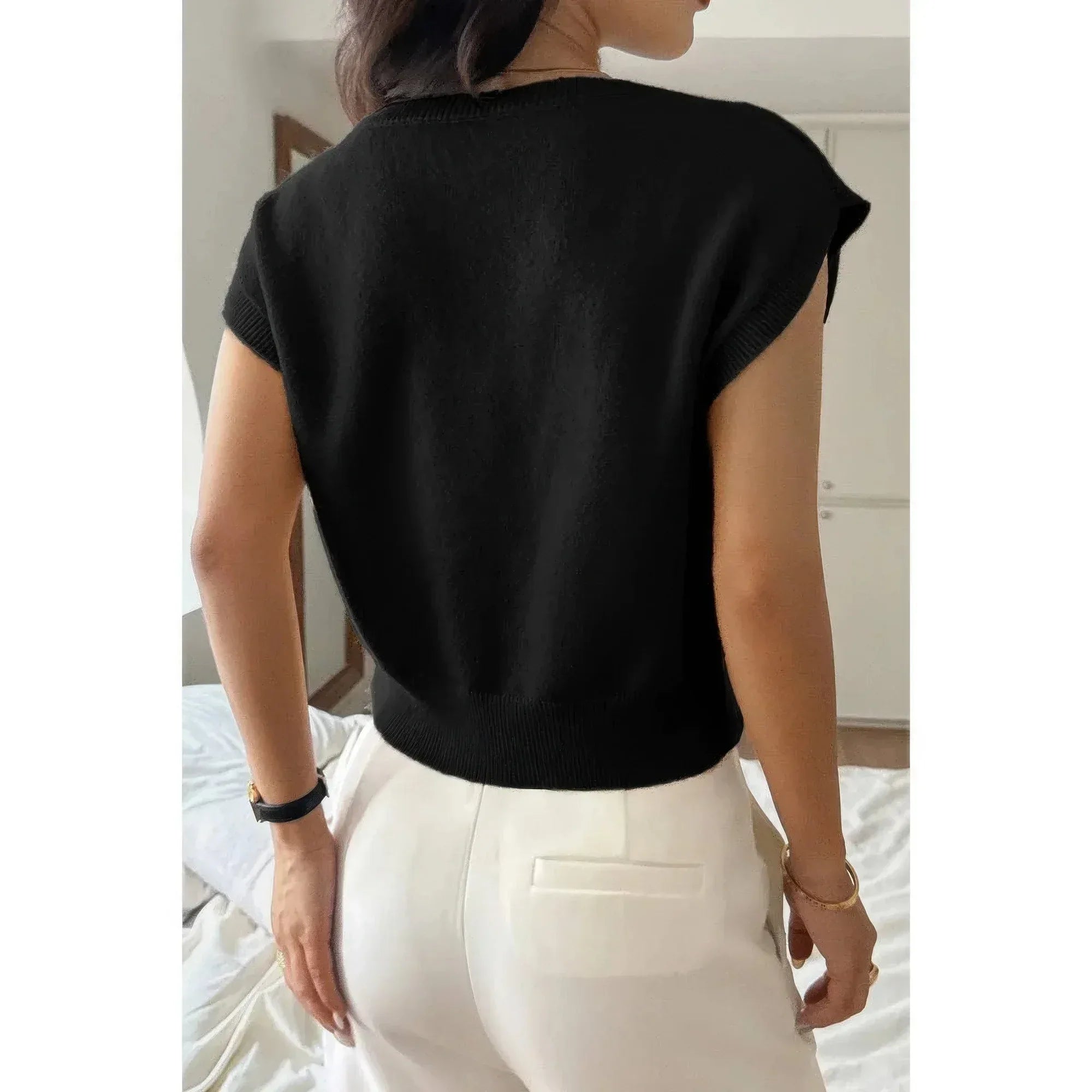 Solid Sleeveless Knit Loose Fit Vest | Mixtshop LLC
