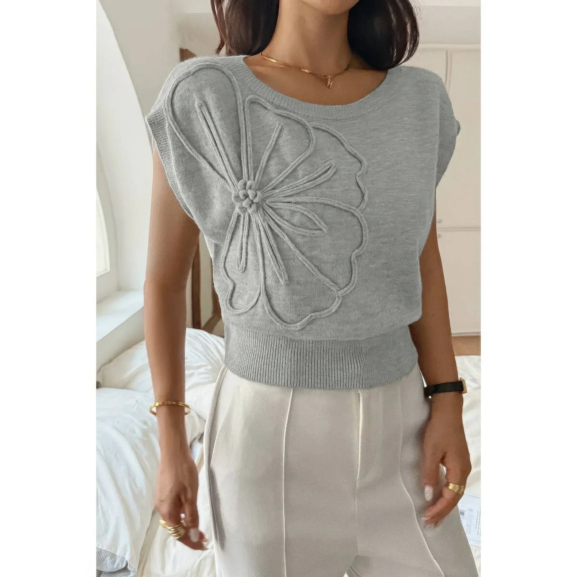 Solid Sleeveless Knit Loose Fit Vest | Mixtshop LLC