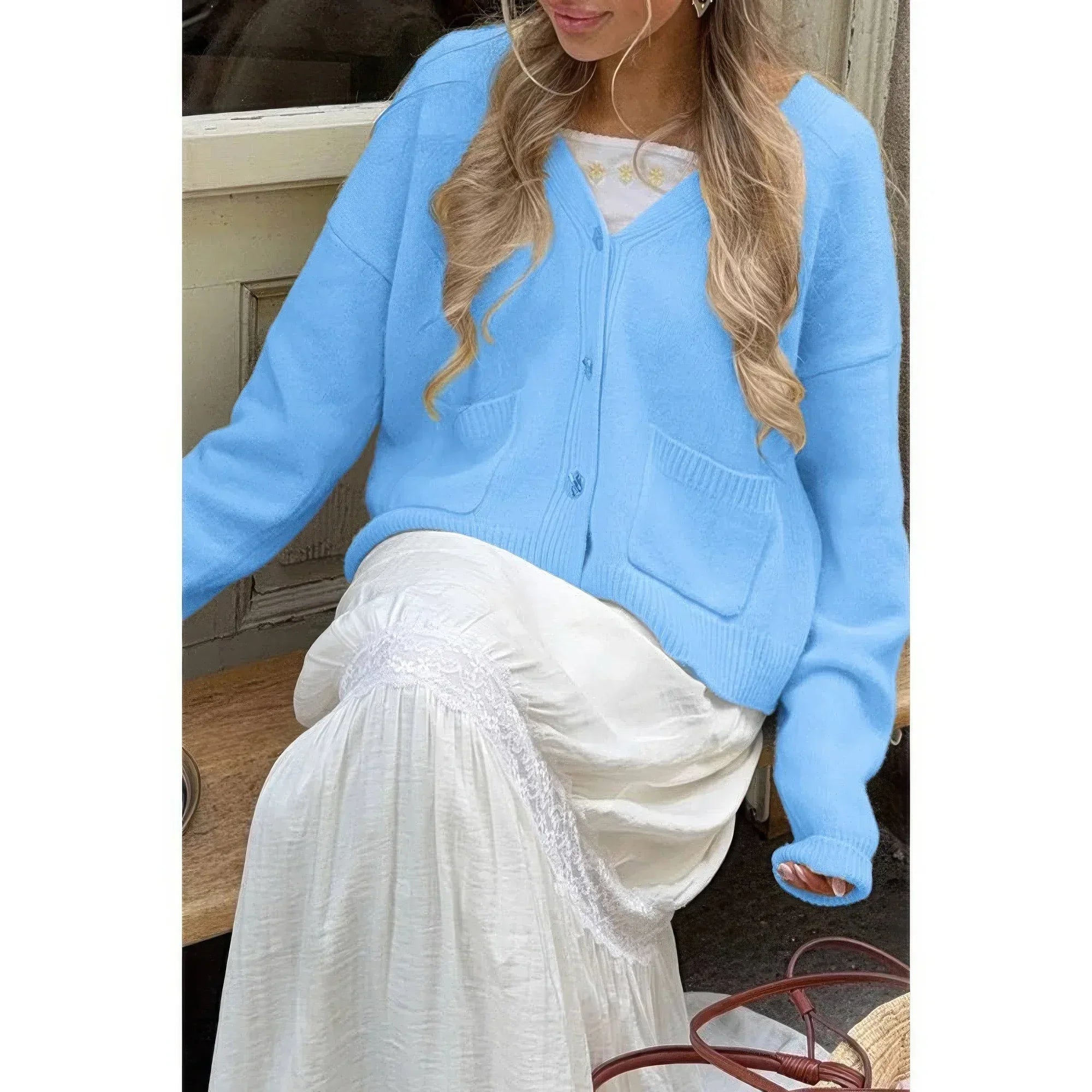 Solid Knit Button Down Pocket Loose Sweater | Mixtshop LLC