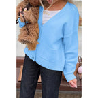 Solid Knit Button Down Pocket Loose Sweater | Mixtshop LLC