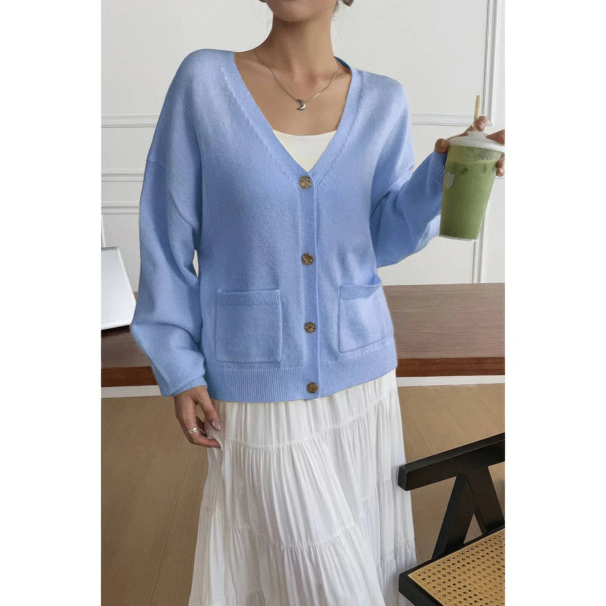 Solid Knit Button Down Pocket Loose Sweater | Mixtshop LLC