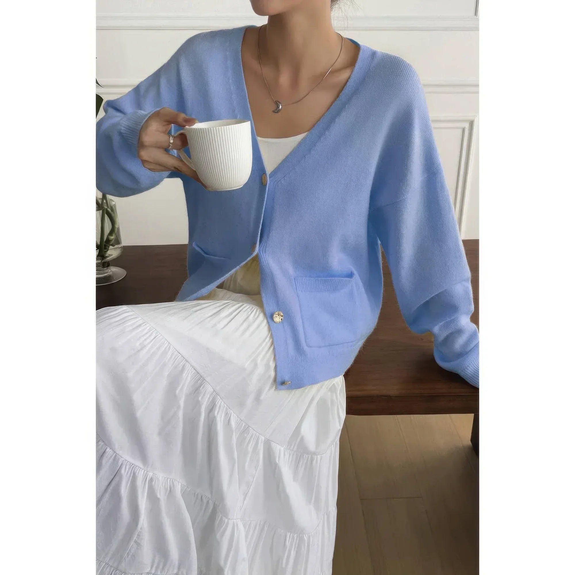 Solid Knit Button Down Pocket Loose Sweater | Mixtshop LLC