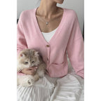 Solid Knit Button Down Pocket Loose Sweater | Mixtshop LLC